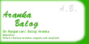 aranka balog business card